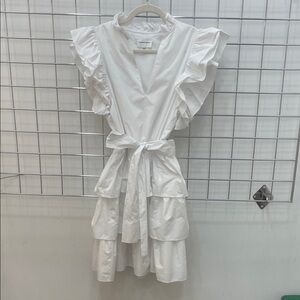 White Ruffle Tiered Dress